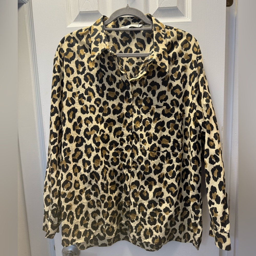 Zara Animal Print Shirt in Black and Brown